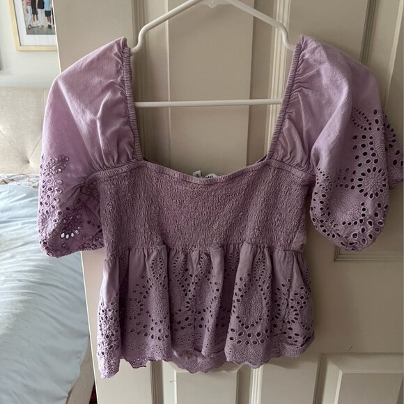 Walter Baker Novalee Top Lavender Eyelet - Picture 3 of 3